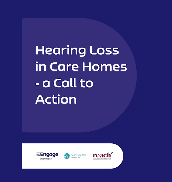 Front page of Engage White Paper, Hearing Loss in Care Homes - a Call to Action
