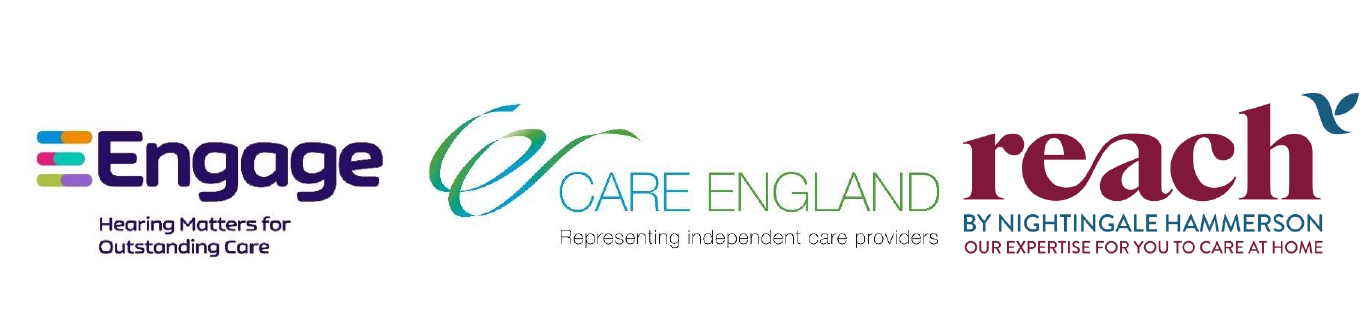 Engage, Care England and NIghtingale Hammerson logos